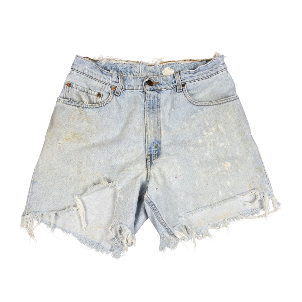 Vtg 90s Levi's 550 Cutoff Shorts‎ Women's 32 Light Wash Distressed Thrashed USA